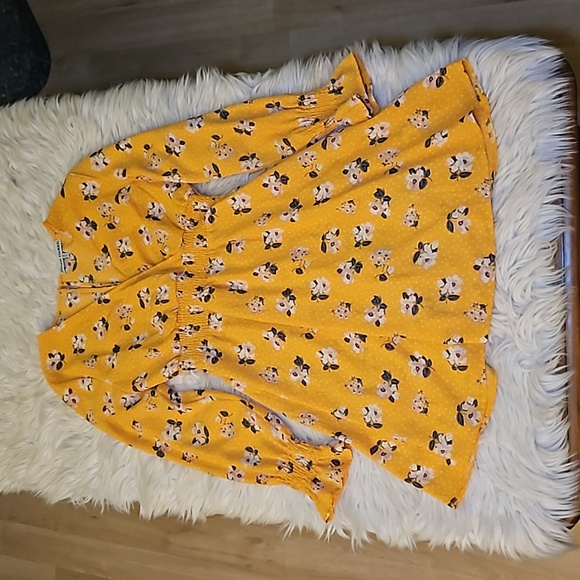 Almost Famous Yellow Floral Cinched Waist Dress – Size Medium (Juniors) - Picture 4 of 12